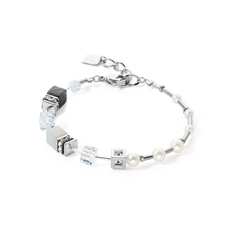 Stunning Jewelry At Even More Stunning Prices Bracelet GeoCUBE® Fusion Precious Pearl Mix silver-grey