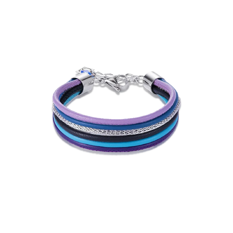 Limited-Time Offer On Premium Jewelry Collections Bracelet Multirow Nappa Leather & Mesh blue-purple