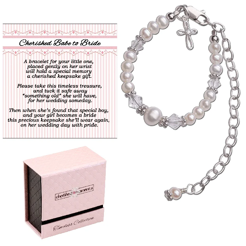 Dainty And Elegant Jewelry Now At Reduced Prices Cherished Babe to Bride Sterling Silver Cross Baby Bracelet