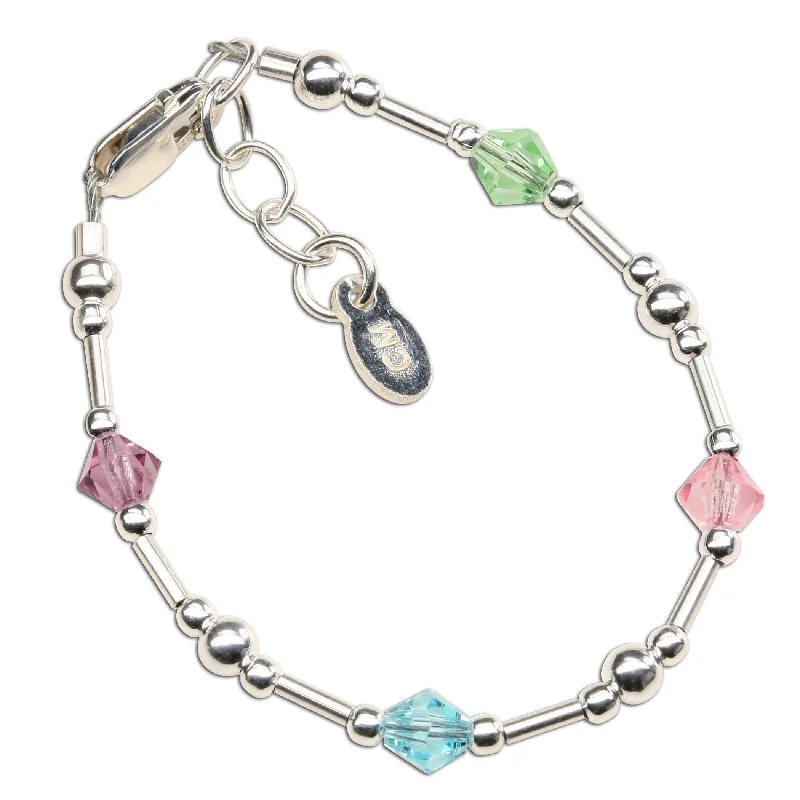 Handcrafted Jewelry Sale – Unique Designs At Low Prices Shaylee - Children's Sterling Silver Baby Bracelet with Pastel Crystals for Infant, Toddler and Little Girls