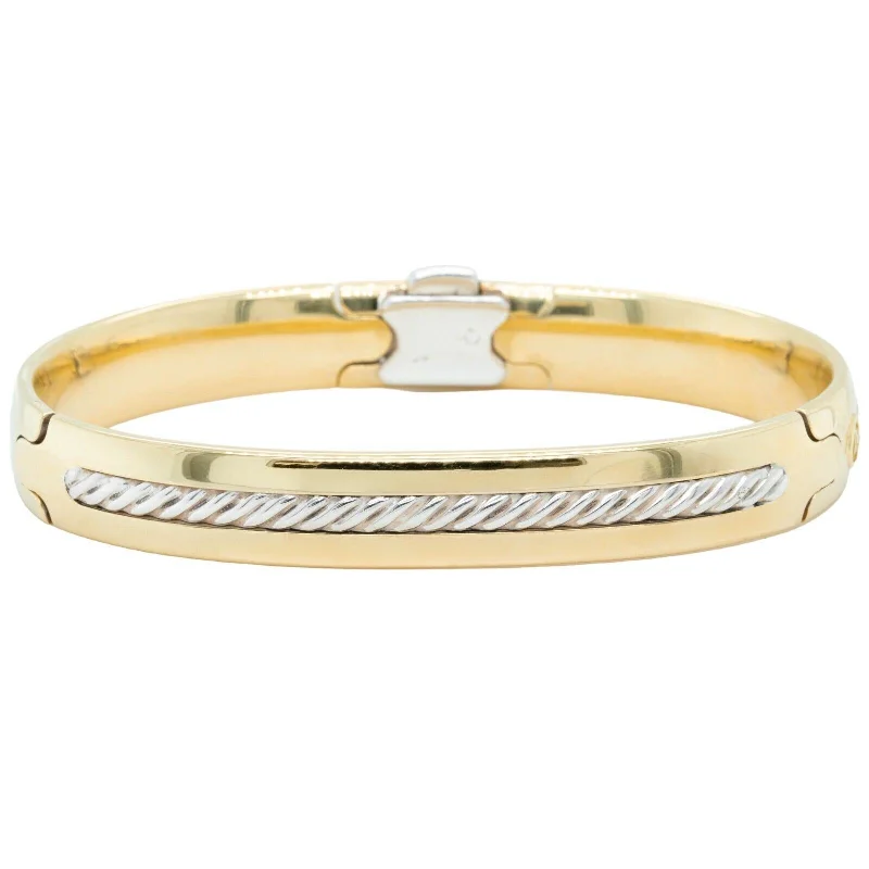 Accessorize For Less – Luxury Jewelry At Affordable Prices David Yurman 18k Yellow Gold & 925 Sterling Silver Cable Bangle Bracelet 7.25"