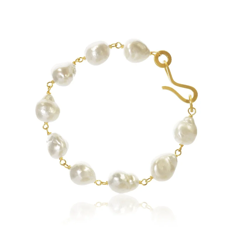 Make Your Outfit Shine With Discounted Jewelry Grand Ocean Baroque 18K Gold Bracelet w. Pearls