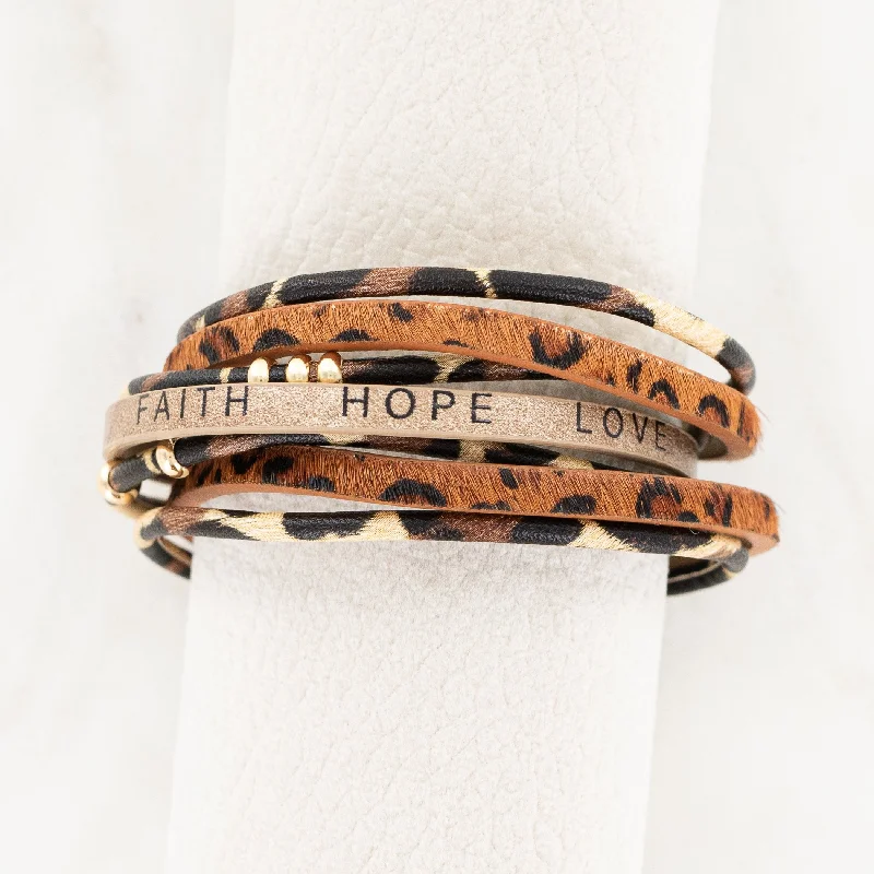 Chic And Stylish Jewelry At Exclusive Prices Faith Hope Love Bracelet - Brown