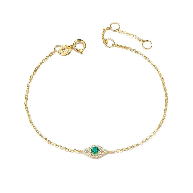 Affordable Luxury Jewelry For Every Occasion FANCIME Evil Eye Emerald 18K Yellow Gold Bracelet