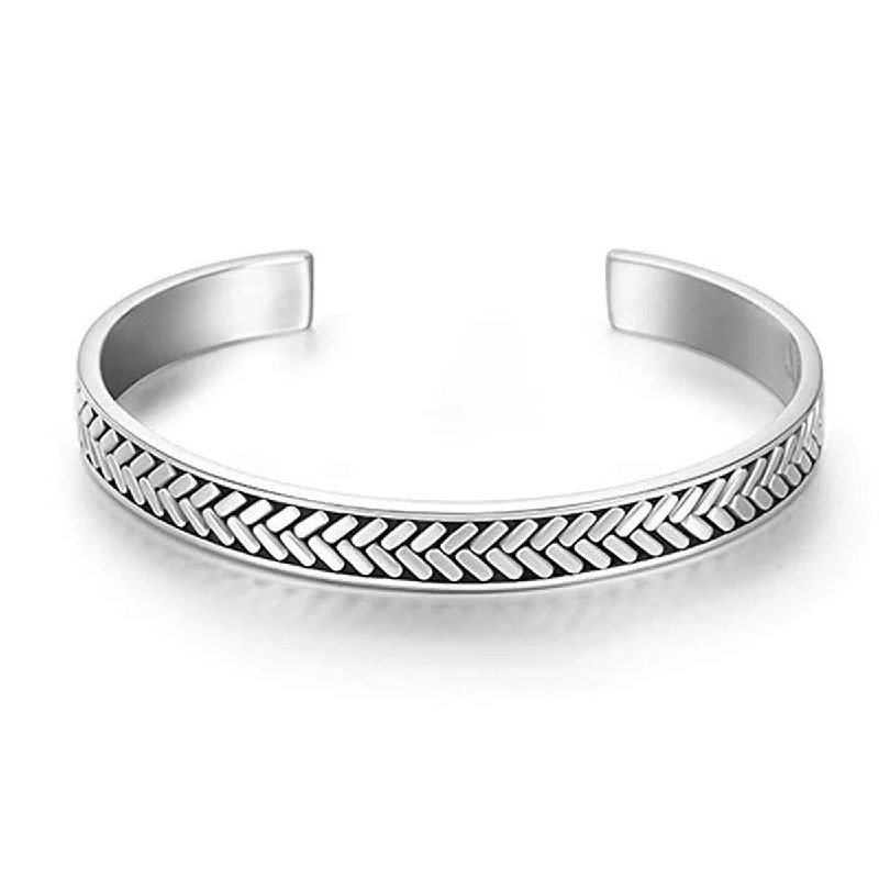 Limited-Stock Jewelry Sale – Once It's Gone, It's Gone FANCIME FEARLESSNESS Mens Open Cuff Sterling Silver Bracelet