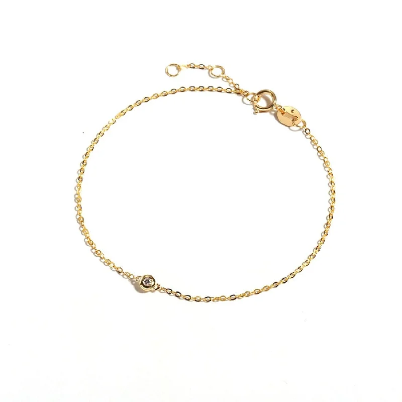 Luxury Meets Affordability – Jewelry Sale Now Live FANCIME One Diamond Minimalist 18K Solid Gold Bracelet