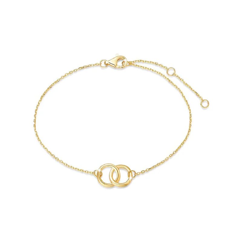 Shop Fine Jewelry With Exclusive Savings FANCIME Two Circle Friendship 14k Solid Yellow Gold Bracelet