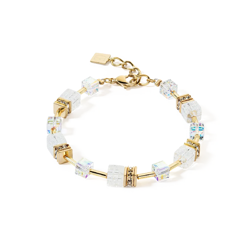 Personalized Engraved Jewelry For Meaningful Gifts GeoCUBE® Iconic Nature bracelet gold white