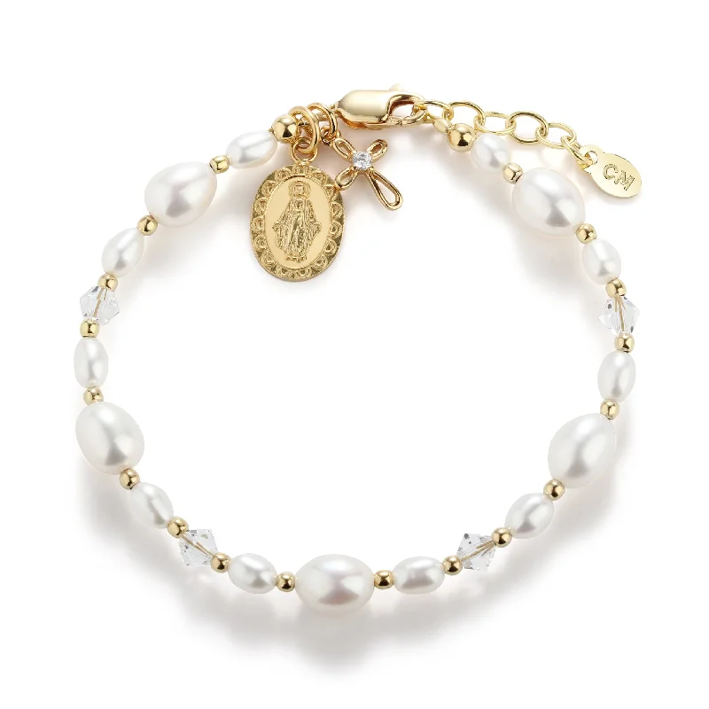 Jewelry Clearance Sale – Final Reductions Girls 14K Gold-Plated First Communion Bracelet with Miraculous Medal