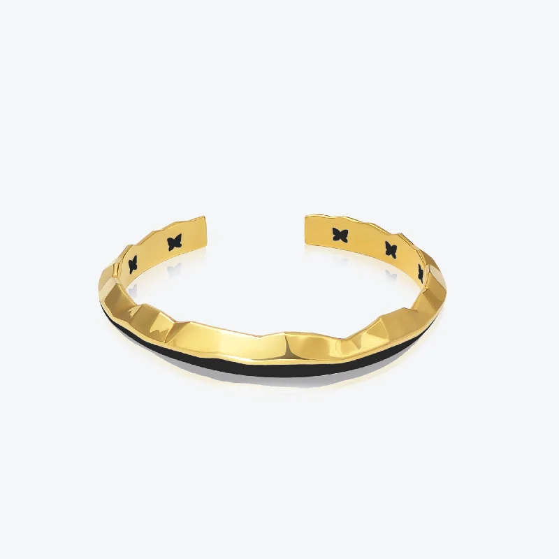 Bestselling Jewelry At Special Promotional Rates A. Iceberg 18K Gold Plated Cuff w. Jet Black Enamel