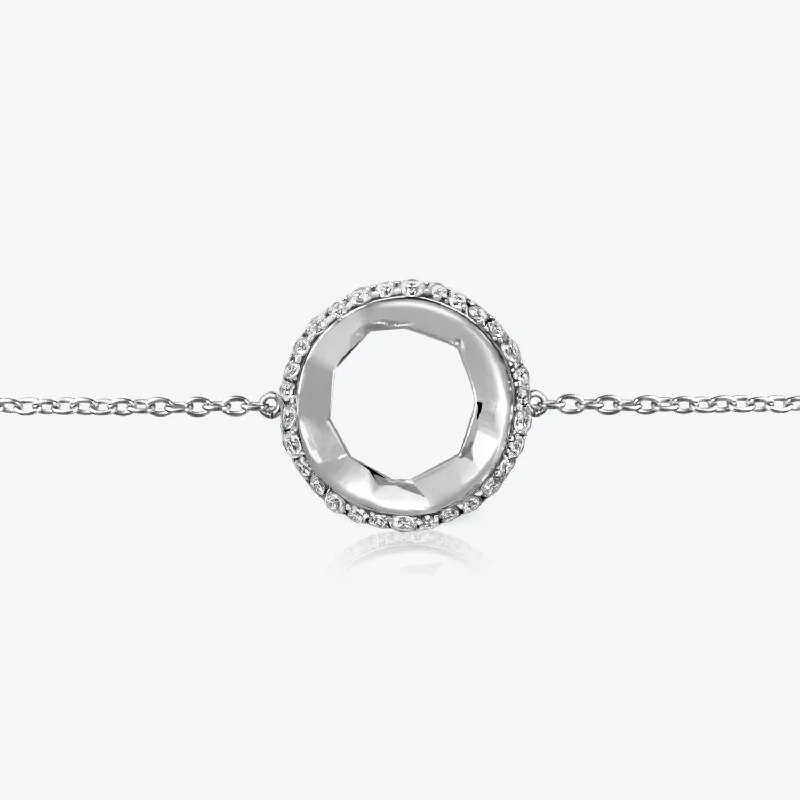 Last Chance To Grab Your Favorite Jewelry At A Discount A. Sun Halo Aura 18K White Gold Bracelet w. Lab-Grown Diamond Pavé