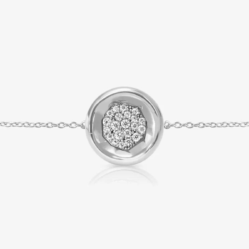 Shop Stylish Jewelry Now And Save Big A. Sun Halo Core 18K White Gold Bracelet w. Lab-Grown Diamond Pavé