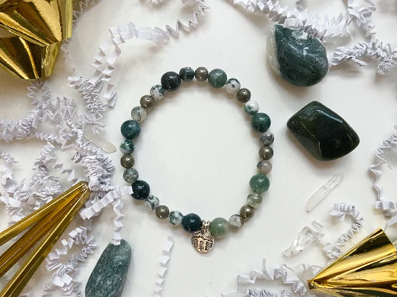 Elegant Necklaces And Bracelets At Limited-Time Offers Holiday Collection || Moss Agate, Tree Agate & Pyrite || Reiki Infused