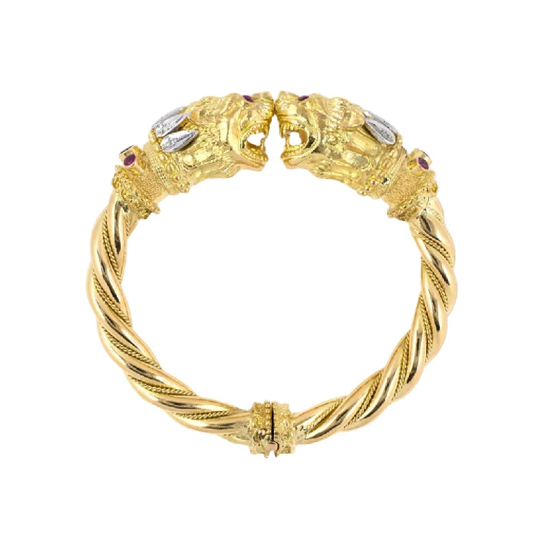 Get The Best Deals On Timeless Jewelry Pieces Lalaounis Ruby, Sapphire & Diamond Twin Lion's Head Bracelet