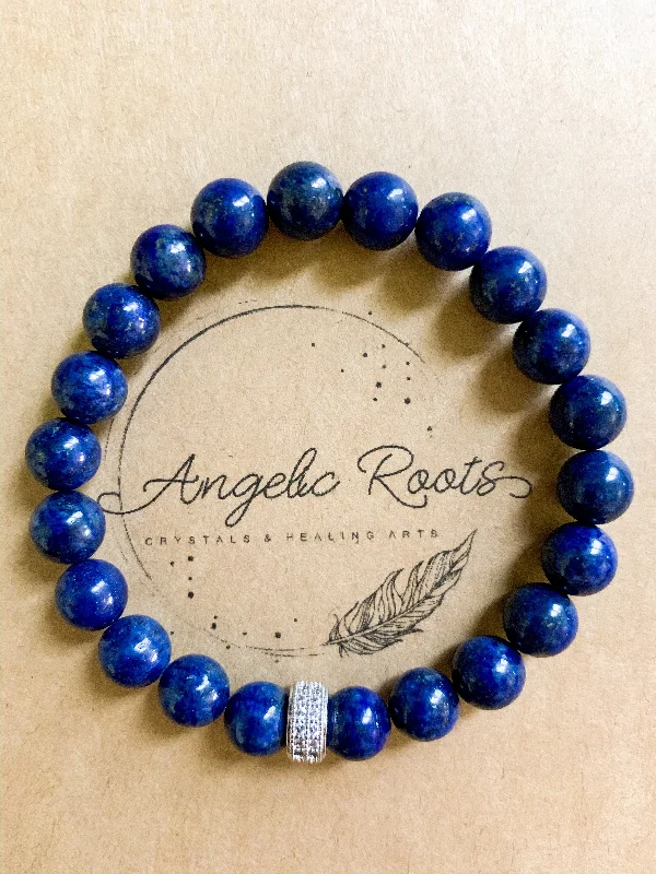 Upgrade Your Jewelry Collection For Less Lapis Lazuli & Micro Pave Sterling Beaded Bracelet || Reiki Infused