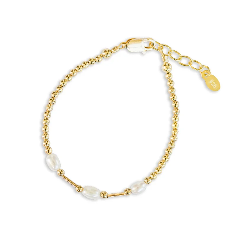 Big Discounts On Elegant Jewelry Collections Little Girls 14K Gold-Plated Bracelet with Freshwater Pearls