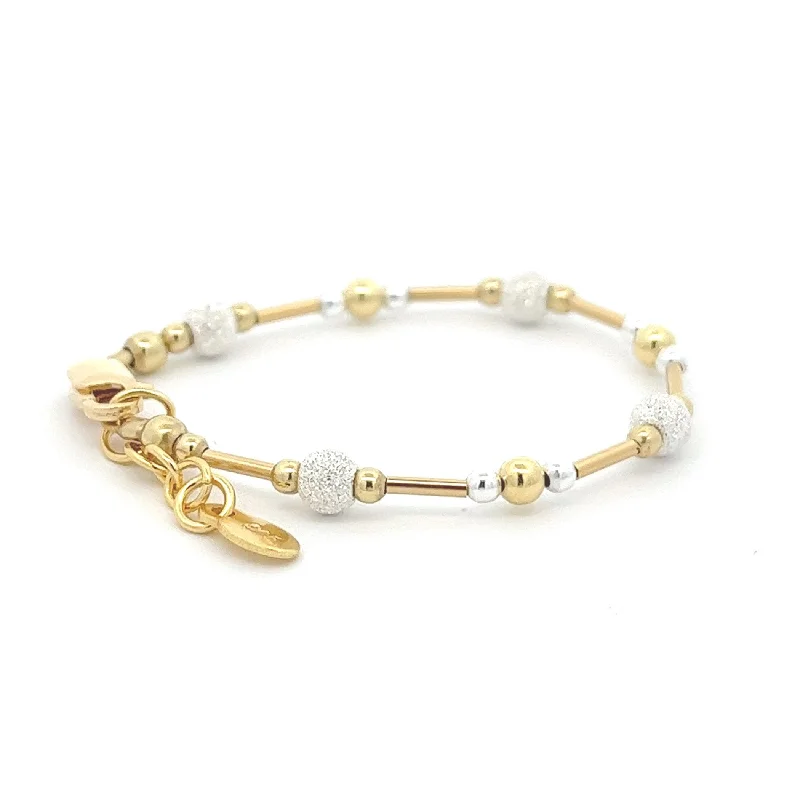 Elegant Jewelry, Affordable Luxury – Shop Now Little Girls 14K Gold-Plated Bracelet with Silver Stardust Beads