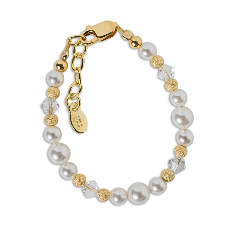 Chic, Trendy, And Affordable Jewelry Sale 14K Gold-Plated Simulated Pearl Baby Bracelet with Stardust Beads for Girls