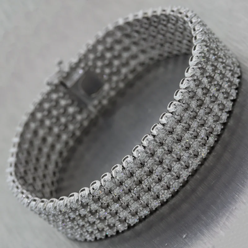 Shop Elegant Jewelry At Unbeatable Prices Modern 14k White Gold 5 Strand 13ctw Diamond Bracelet