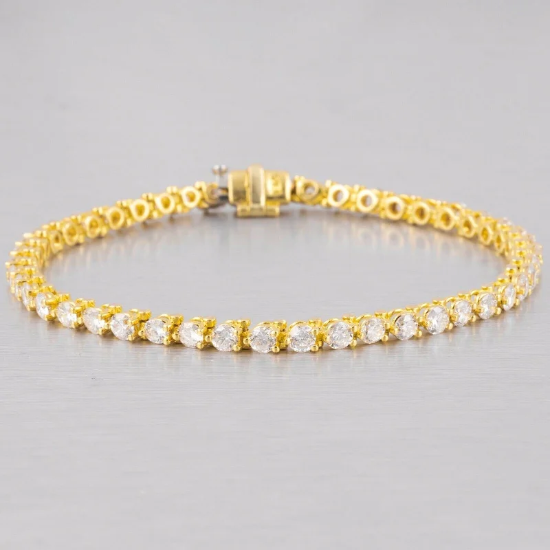 Breathtaking Jewelry At Limited-Time Savings Modern 18k Yellow Gold 46 Stone F VS1 Diamond Tennis Bracelet 4.60ctw 6.75"