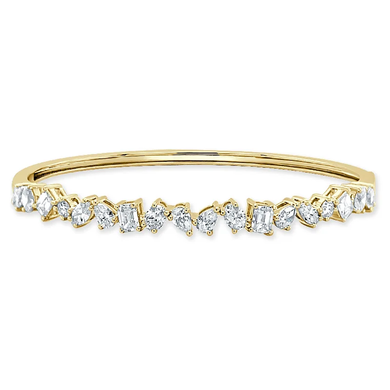 Chic, Trendy, And Affordable Jewelry Sale Multi Shape Diamond Hinge Bangle