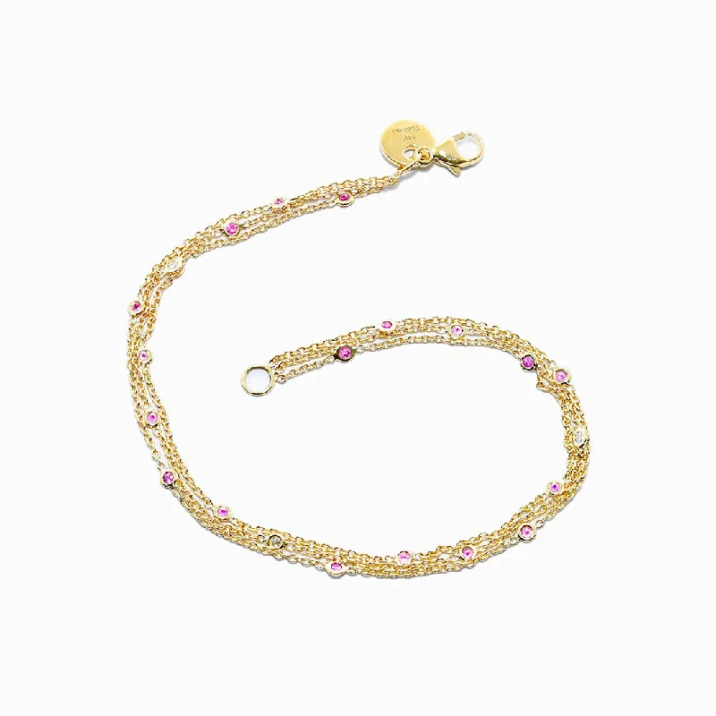 Elegant Jewelry At Unbeatable Prices – Shop Today Triple Chain Bracelet in Pink Sapphires & Diamonds