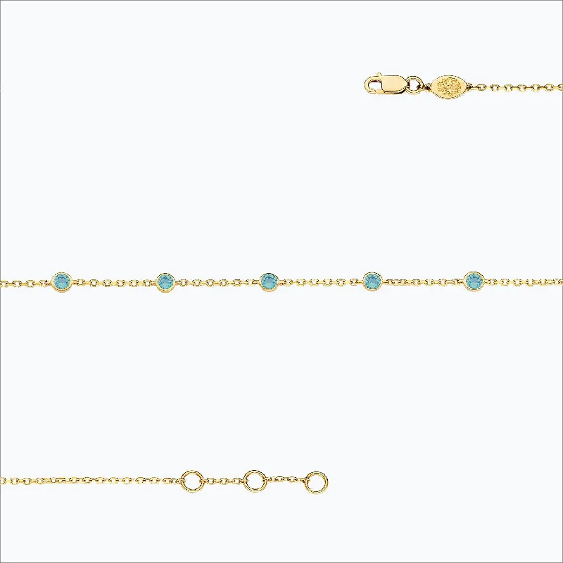 Jewelry Deals That Outshine The Rest 5 Stone 18K Gold Bracelet w. Aquamarine