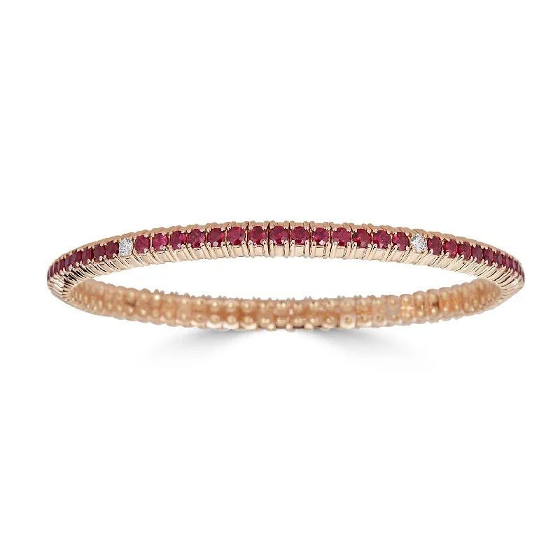 Sparkle More For Less – Jewelry Sale Happening Now Yellow Gold Stretch Bracelet with Rubies