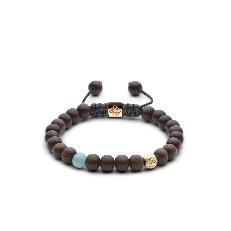 The Perfect Accessory For Less – Jewelry Sale Live 6mm Starter Non-braided Charcoal Grey & Brown 18K Gold Bracelet w. Diamond & Aquamarine