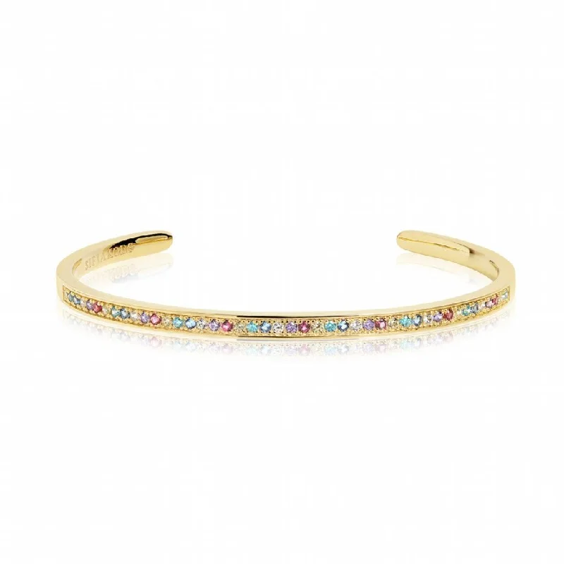 Limited-Time Jewelry Sale – Don't Miss Out On Dazzling Discounts Valiano Gold Plated Bangle w. Blue, White, Yellow, Purple & Pink Zirconias