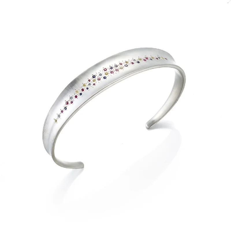 Flash Sale On Exquisite Jewelry – Don't Miss Out Silver Multi-Color Sapphire Cuff