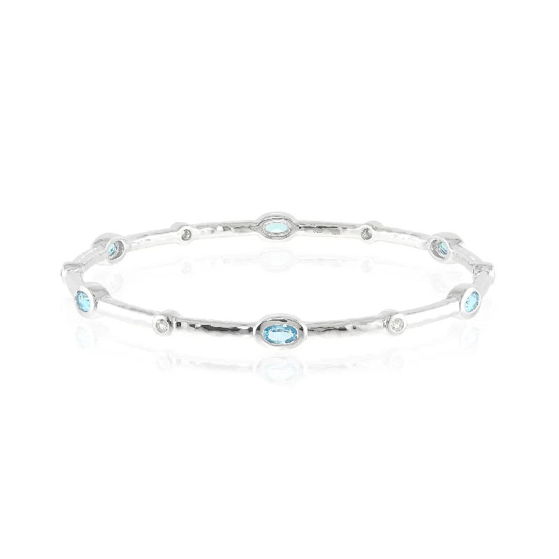 Romantic Heart-Shaped Jewelry For Special Gifts Swiss Blue & White Topaz Stacking Bangle