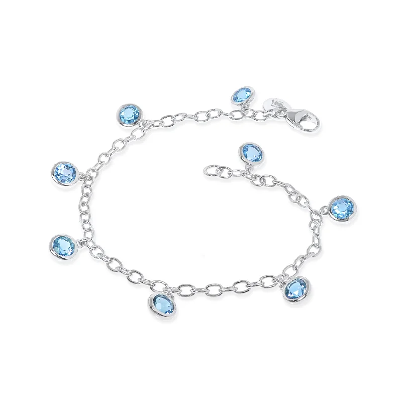 Premium Diamond Jewelry For Unforgettable Moments Swiss Blue Topaz Dewdrops Bracelet