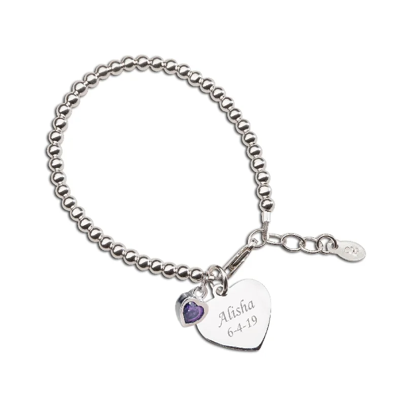 Sparkle For Less – Shop Our Limited-Time Jewelry Deals Sterling Silver Birthstone Bracelet with Engraved Heart for Babies and Girls