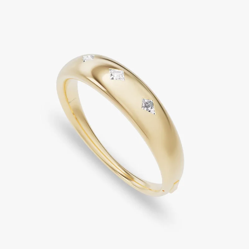 Glamorous Jewelry, Glamorous Deals – Shop Now Dome Cuff 14K Gold Bracelet w. 2.25ct Lozenge + Kite Lab-Grown Diamonds