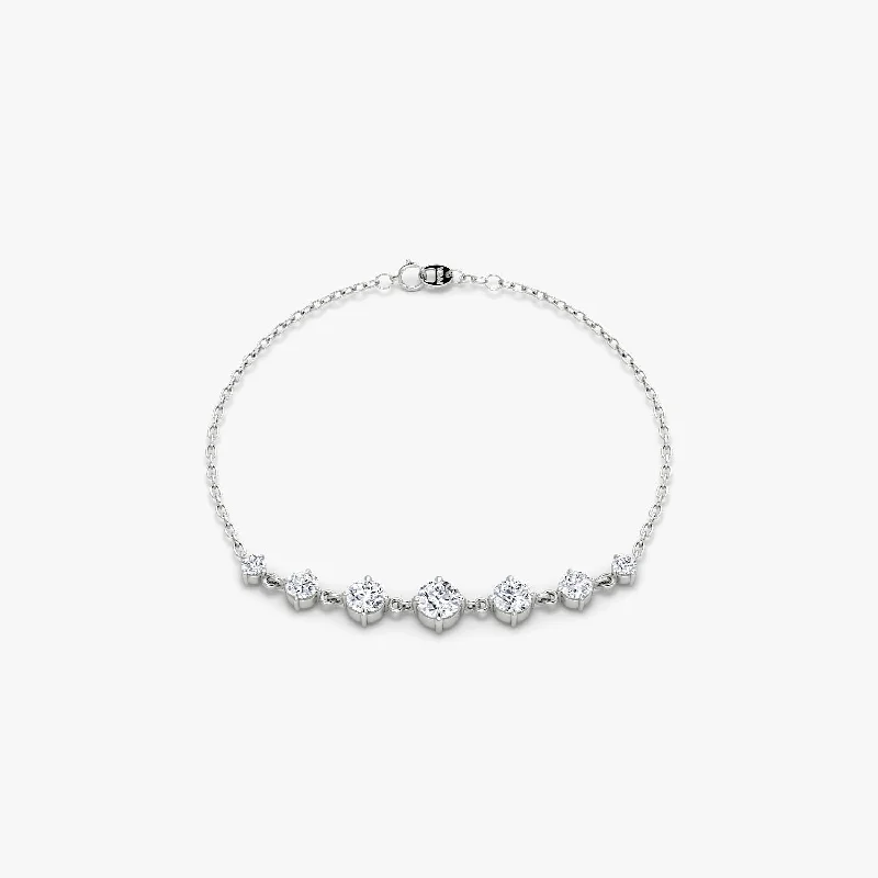 Luxury Jewelry Clearance – Shop Premium Styles Now Linked 14K White Gold Tennis Bracelet w 0.85ct Lab-Grown Diamonds