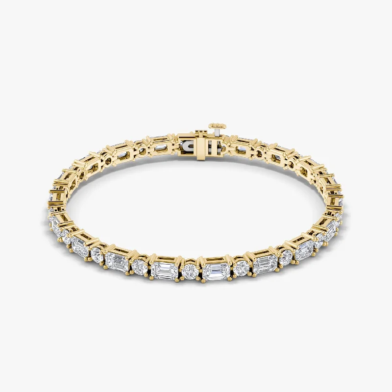 Unique Jewelry For Less – Shop The Sale Now Mixed Shape 14K Gold Tennis Bracelet w. Emerald cut & Round Brilliant Lab-Grown Diamonds