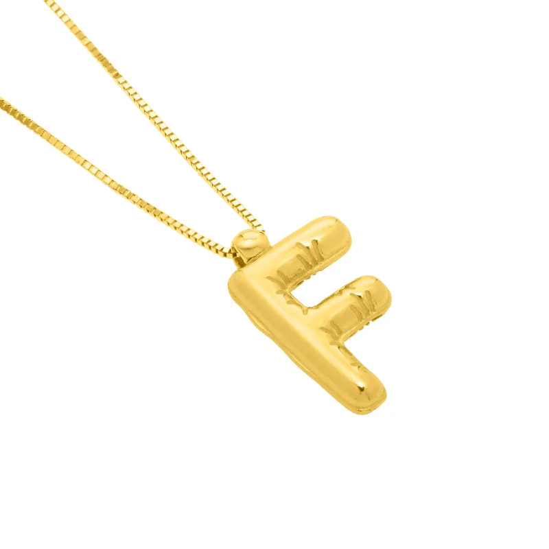 14K Helium Initial F Pendant