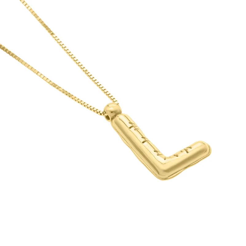 14K Helium Initial L Pendant