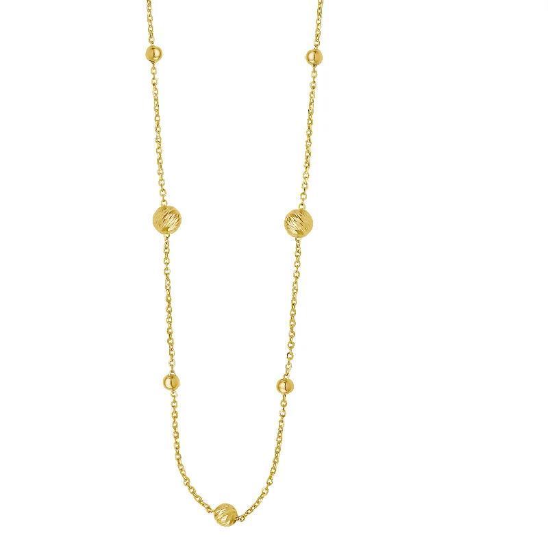 14K Layered Alternating Bead Chain Necklace