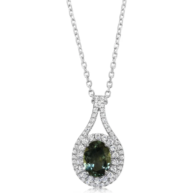 14K White Gold Montana Sapphire Pendant (Includes Chain)