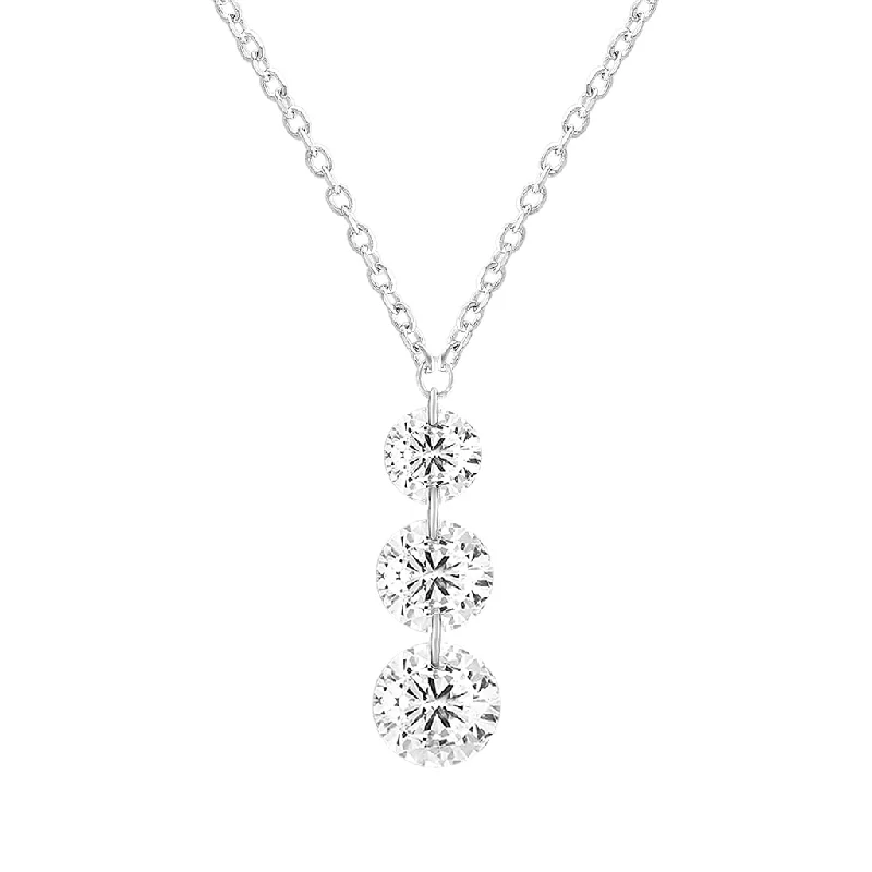 14K White Gold ‘Naked Diamonds’ Triple Drop Necklace