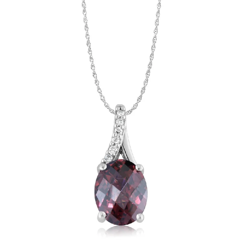 14K White Gold Rhodolite/Diamond Pendant