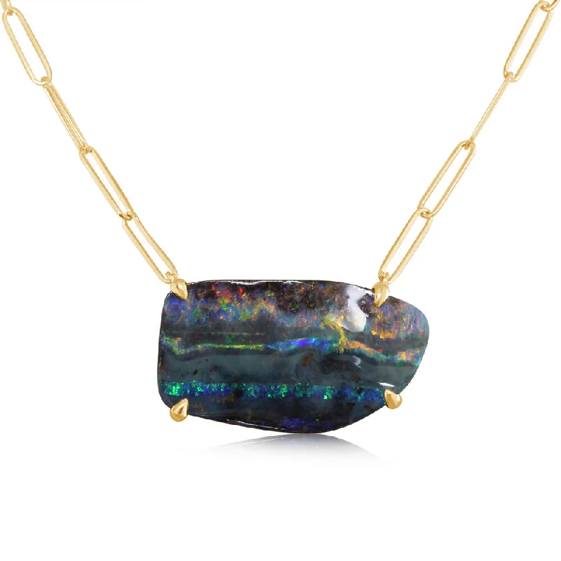 14K Yellow Gold Australian Boulder Opal Neckpiece