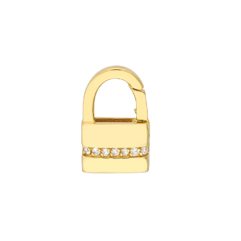 14K Yellow Gold Padlock Diamond Pendant