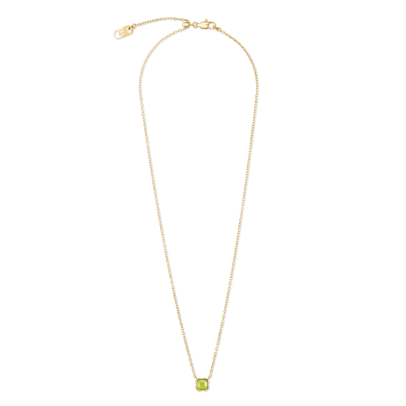 Birthstone August Necklace Green Jade Gold