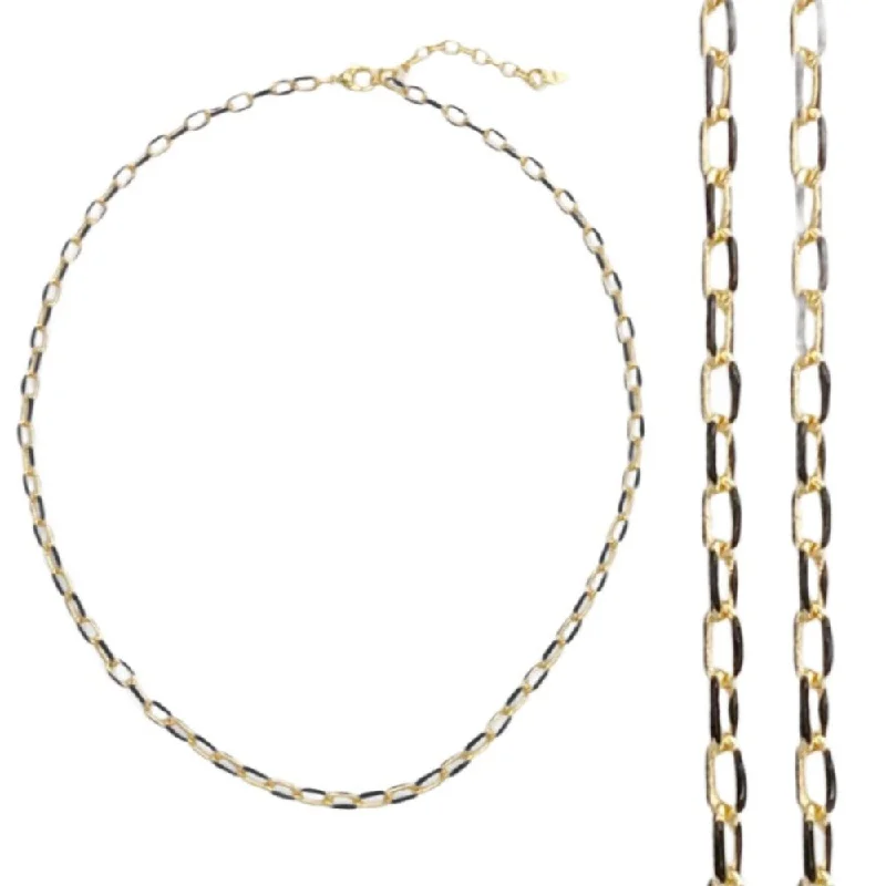 Brass YGP and Black Enamel Paperclip Chain