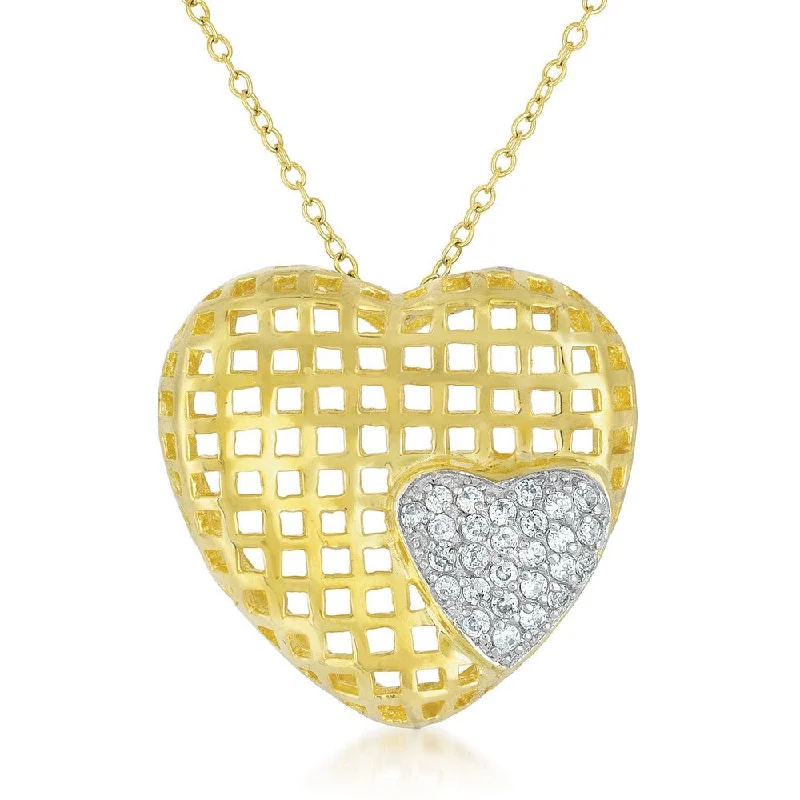 La Roche Golden Soulmate Overlay Hearts Pendant