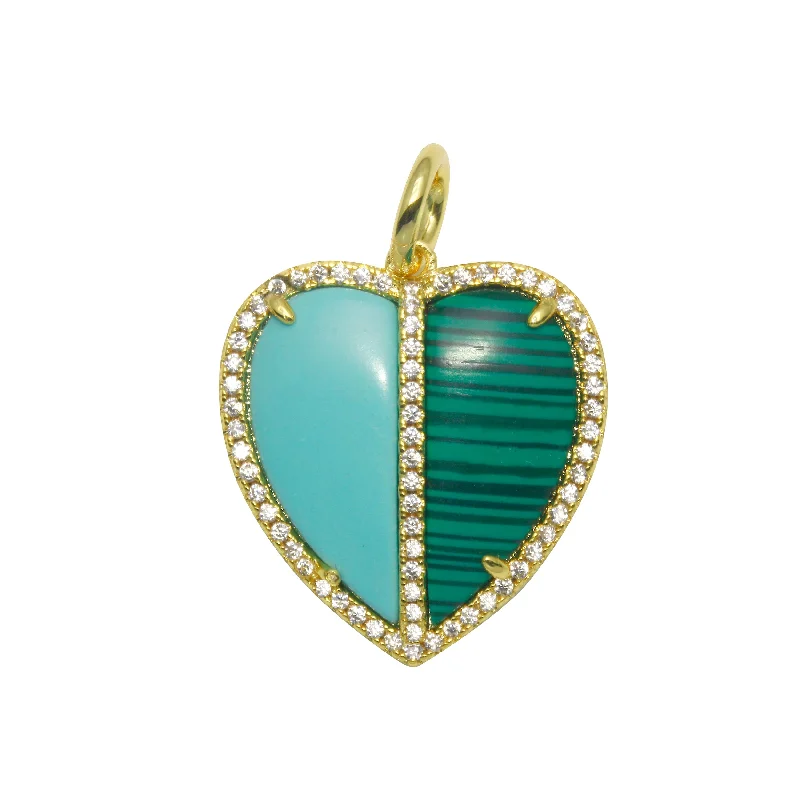 Double Color Stone Heart Charm