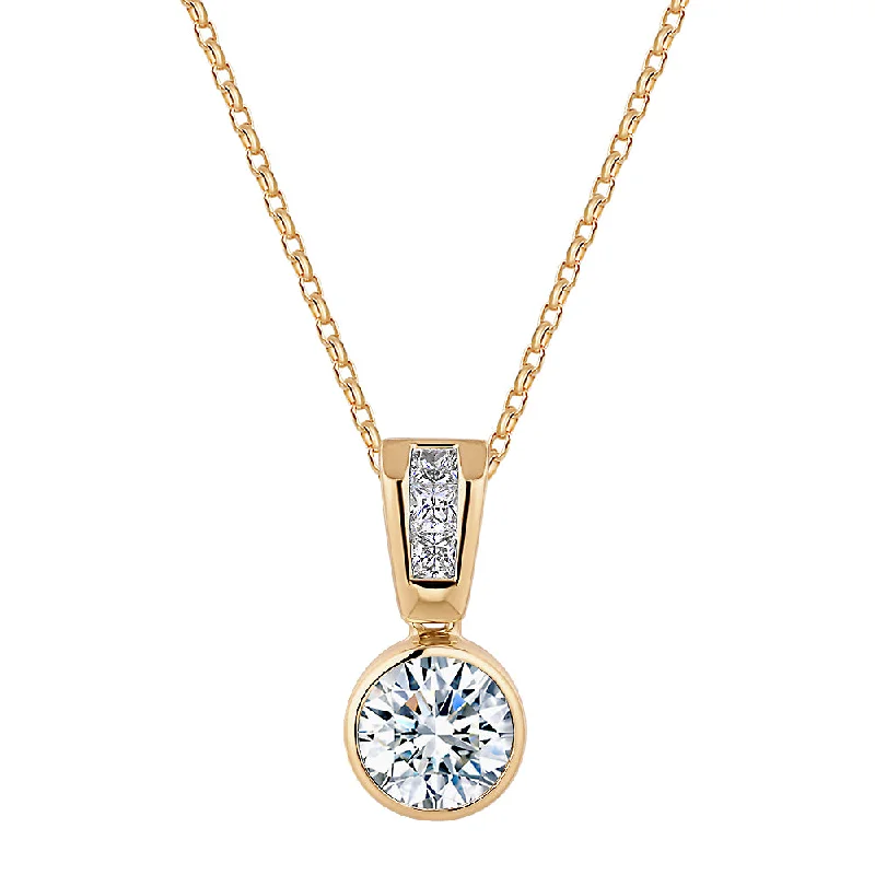 Fancy pendant with 1.21 carats* of diamond simulants in 10 carat yellow gold